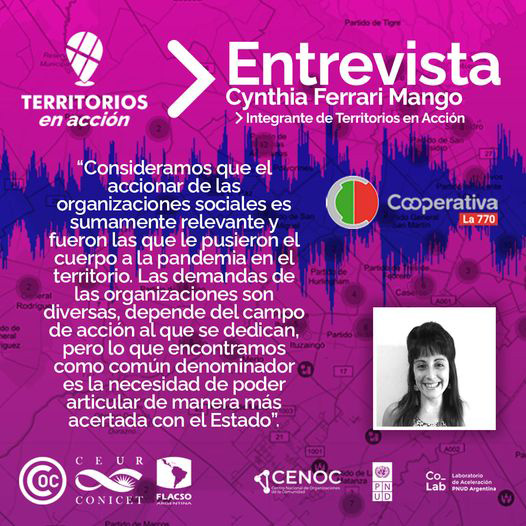 Cynthia Ferrari Mango, integrante de Territorios en Acción, dijo que “el objetivo principal es visibilizar las acciones de las organizaciones sociales”.